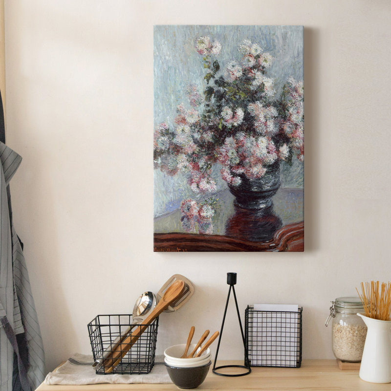 Chrysanthèmes - peinture sur toile tendue, H 12 po x l 8 po x P 1 po