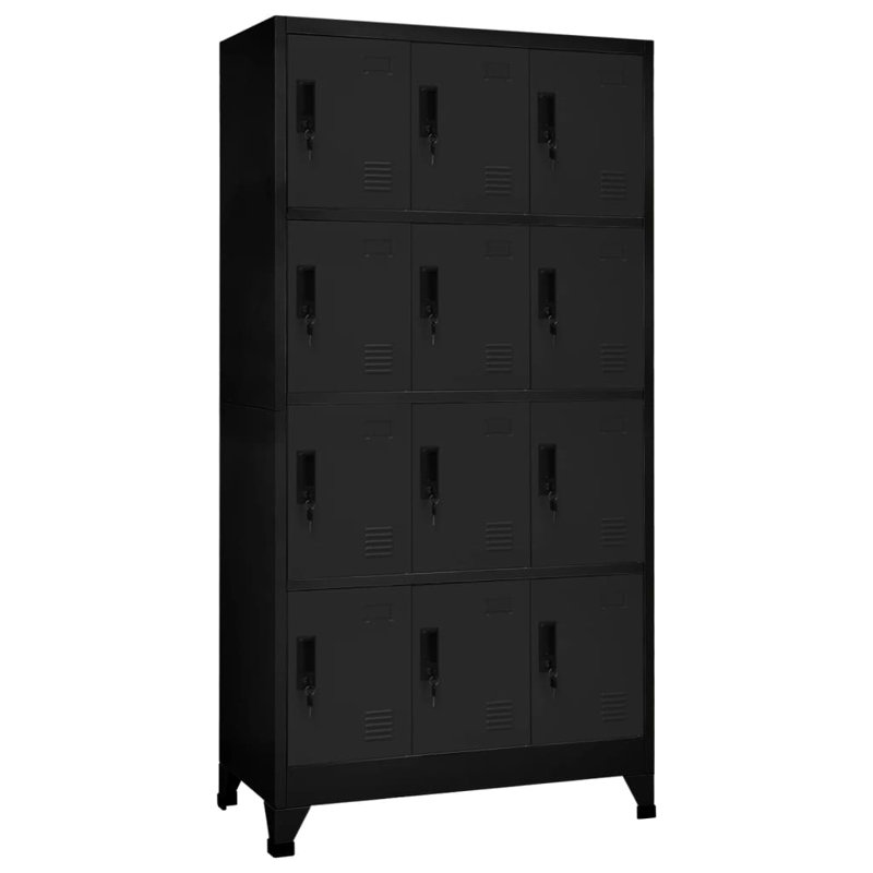Vroman Metal 4 - Tier 90cm with Key, Black