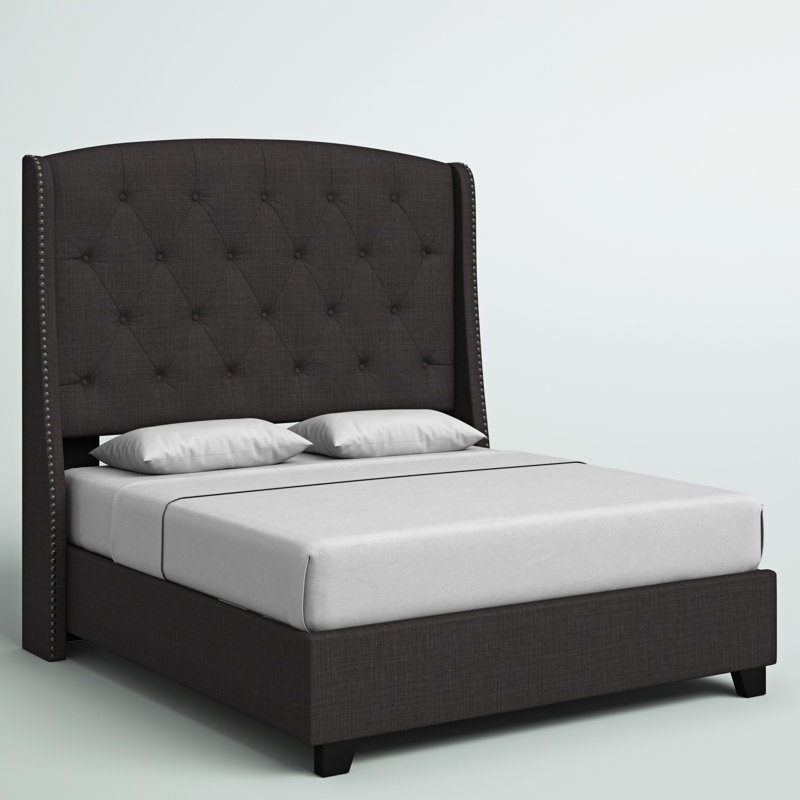 Lit plateforme avec rangement Riffat, Très grand, Gris, Non