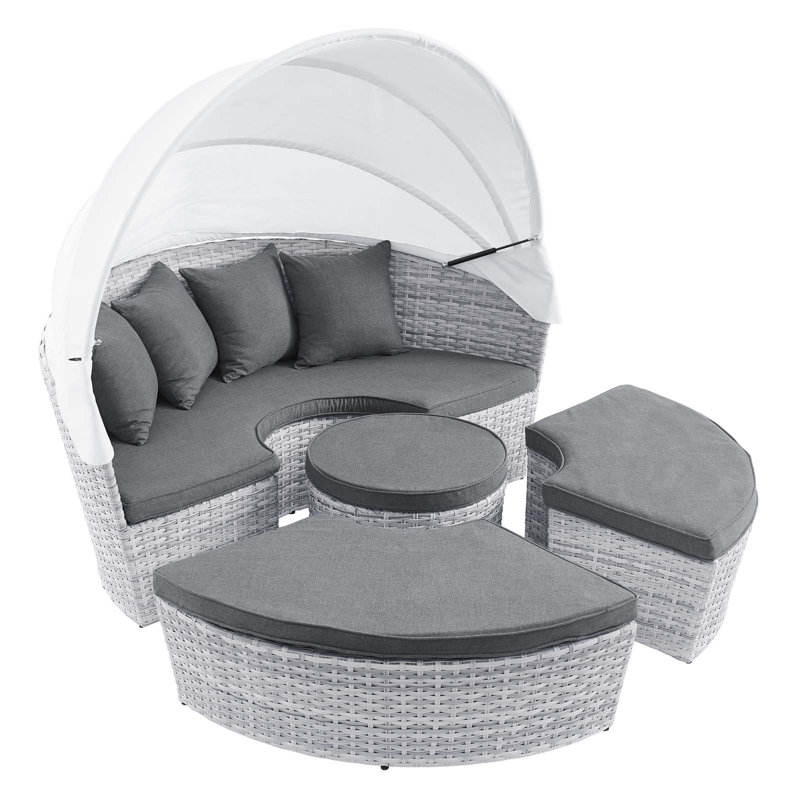 Modway Scottsdale Canopy Sunbrella Outdoor Patio Daybed, Gray