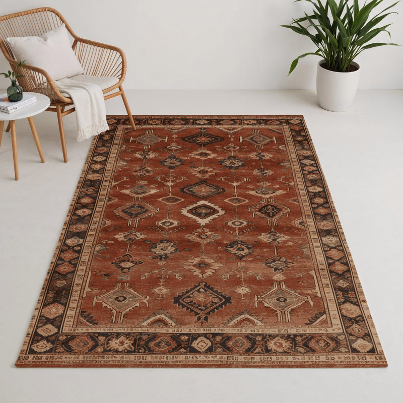 Tapis d'intérieur et d'extérieur brun Persian, Rectangle 9 pi x 12 pi