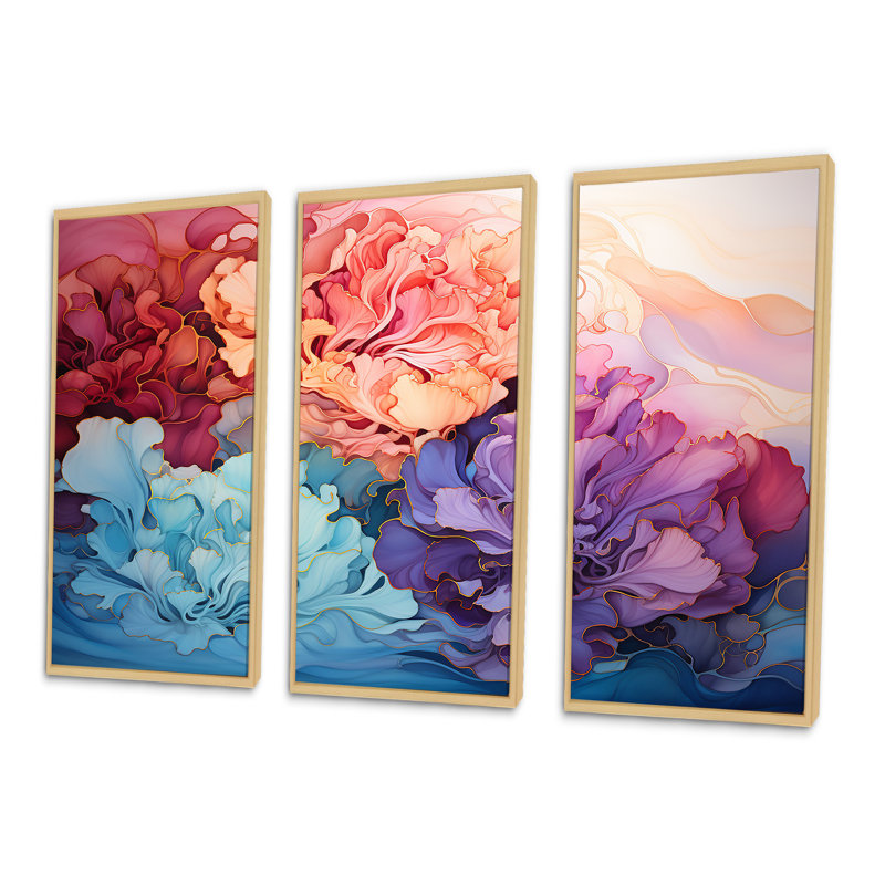 Ensemble de salon coloré Heavenly Horizons - art mural ciel, Cadre naturel flottant, H 40 po x l 60 po x P 1 po