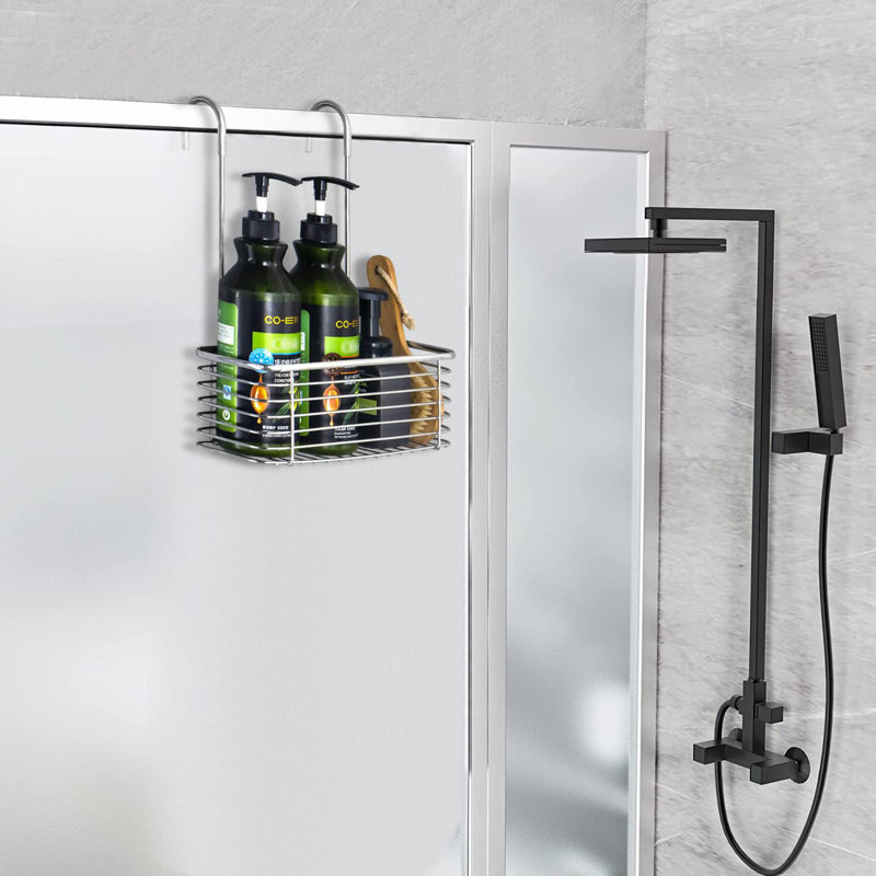 support de douche suspendu, support de rangement de salle de bain, support de shampooing (argent), 13.4" H x 11" W x  4.1" D 