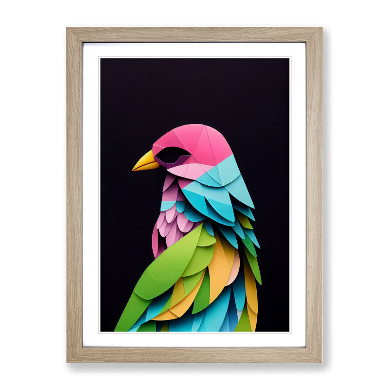 XV1022-3397X Paper Bird Abstract - Print, Oak Framed, 66cm H x 48cm W