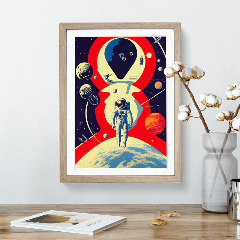 Chief Astronaut - Single Picture Frame Print, 64cm H x 46cm W x 2cm D, Oak