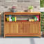 Console de jardin rustique en acacia massif avec portes pour 2 personnes vidaXL, durable et résistante aux intempéries avec finition huilée, rangement intérieur pour entrée extérieure, mobilier de patio moderne, 43,3 po x 13,8 po x 29,5 po-1093600142-1093600143