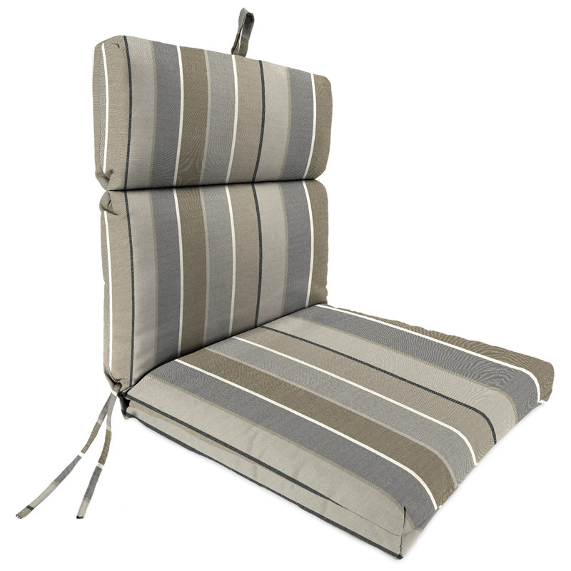 22" x 44" Outdoor Chair Cushion with Ties and Loop, Milano Char Striped