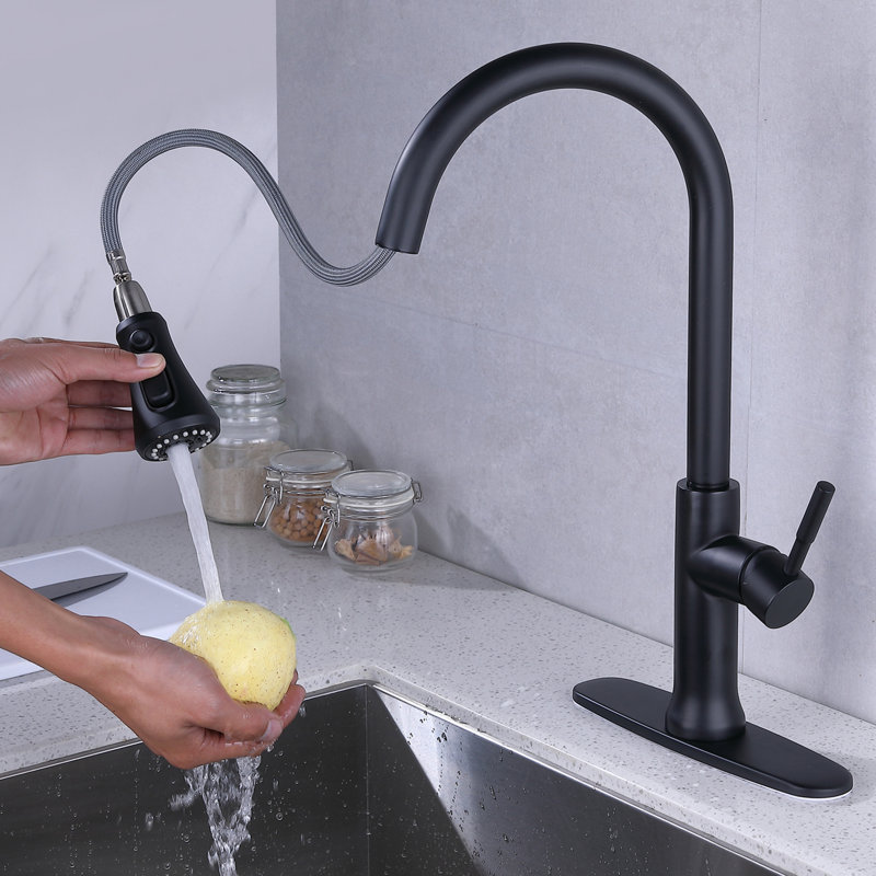 Robinet de cuisine extractible à poignée tactile, Noir mat