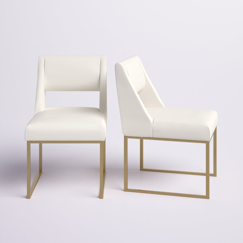Chaise en similicuir Jayce Stefania, Crème végétalien en cuir