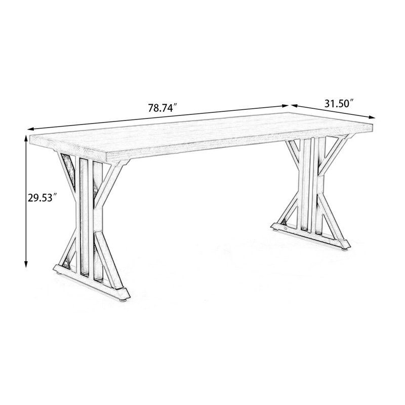 Bureaux rectangulaires en bois massif noyer foncé, H 29,53 po x l 78,74 po x P 31,5 po