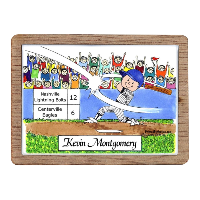 Joueur de baseball personnalisé - aimant en bois pour homme - excellent cadeau!, Blanc, Oui