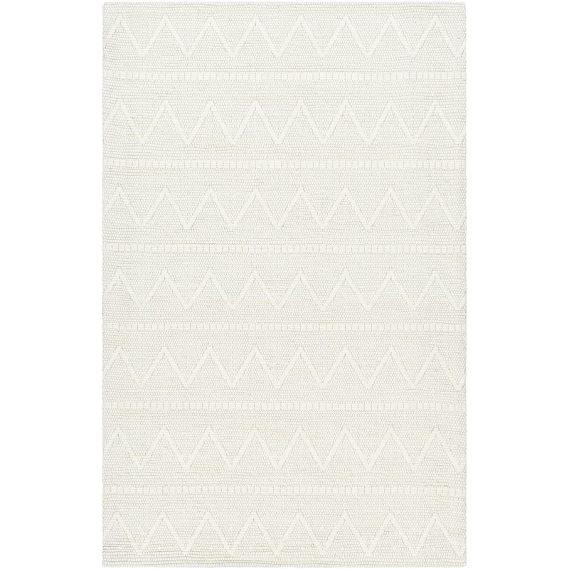 Rectangle Ronya Polyester/Wool Area Rug in Cream, Rectangle 5' x 7'6"