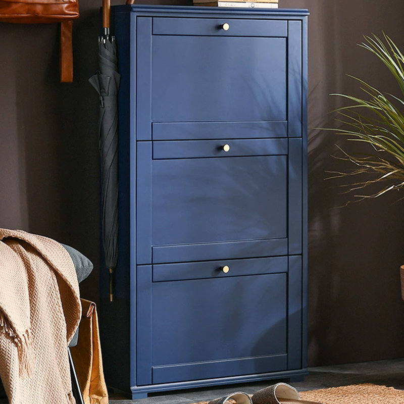 Drak Blue Solid wood Shoe Storage
