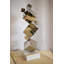 Statue en forme de cube flottant moderne en acier inoxydable Dahabo 9 po x 11 po x H 33 po