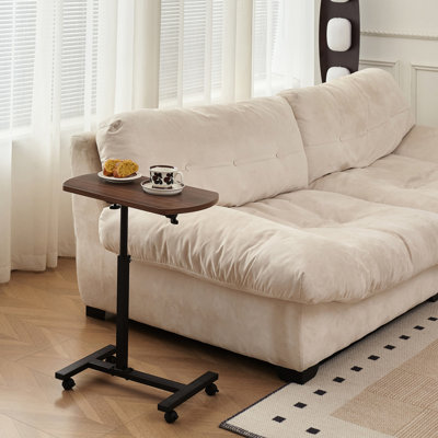 Bureau d'ordinateur portable réglable en hauteur à hauteur réglable en C pour une installation facile, capacité de charge maximale de 55 lb, table brune