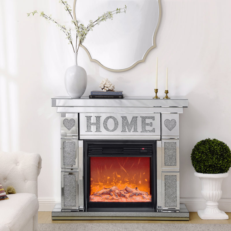 Acrylic Diamond Mirror Fireplace Cabinet, TV Fireplace Cabinet