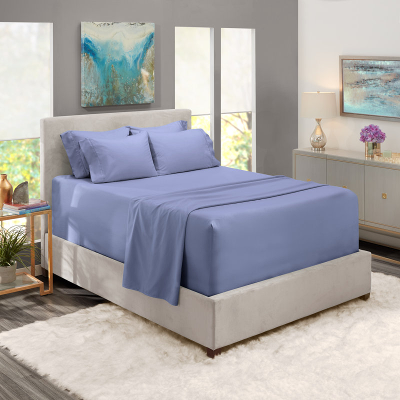 Hearth & Harbor Extra Deep Pocket 6 Piece Sheets Sets, Medium Gray, California King Fitted Sheet