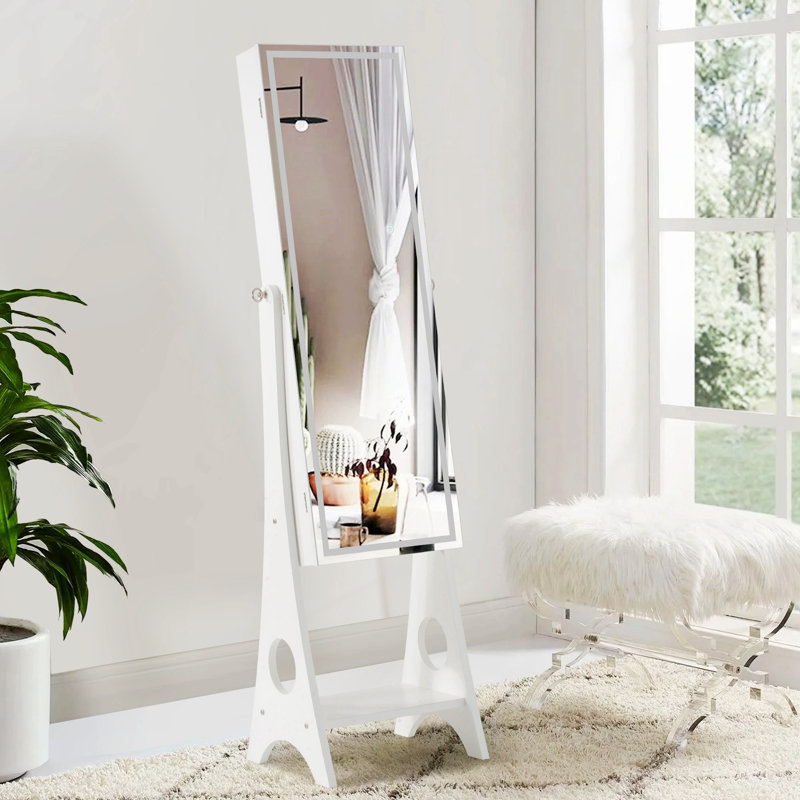 Armoire à bijoux avec miroir Alysen, Blanc