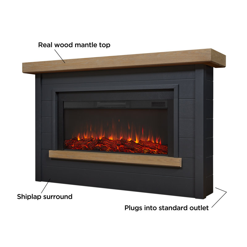Bernice 65" Landscape Electric Fireplace by Real Flame, Charcoal, Smart Firebox
