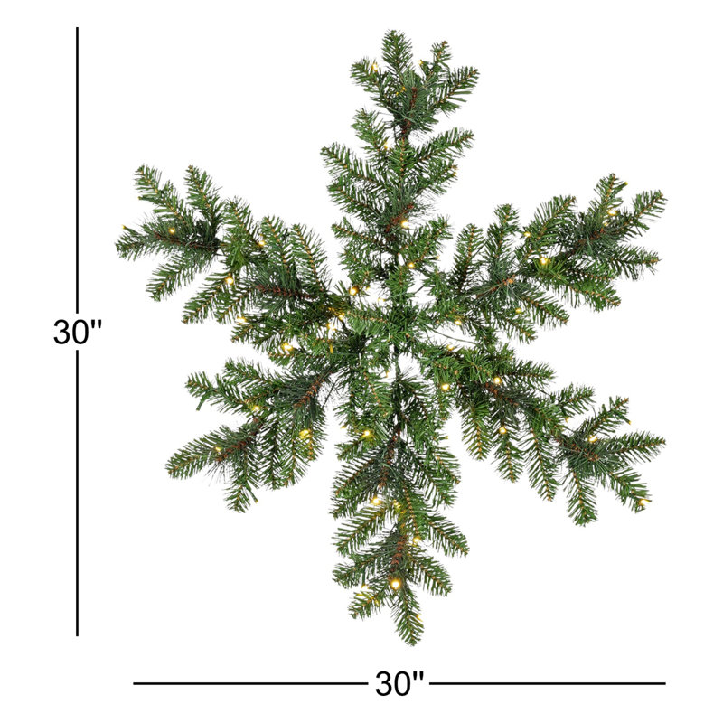 Elegant 30 Inch Needle Pine Mix Snowflake With 50 Warm White LED Lights