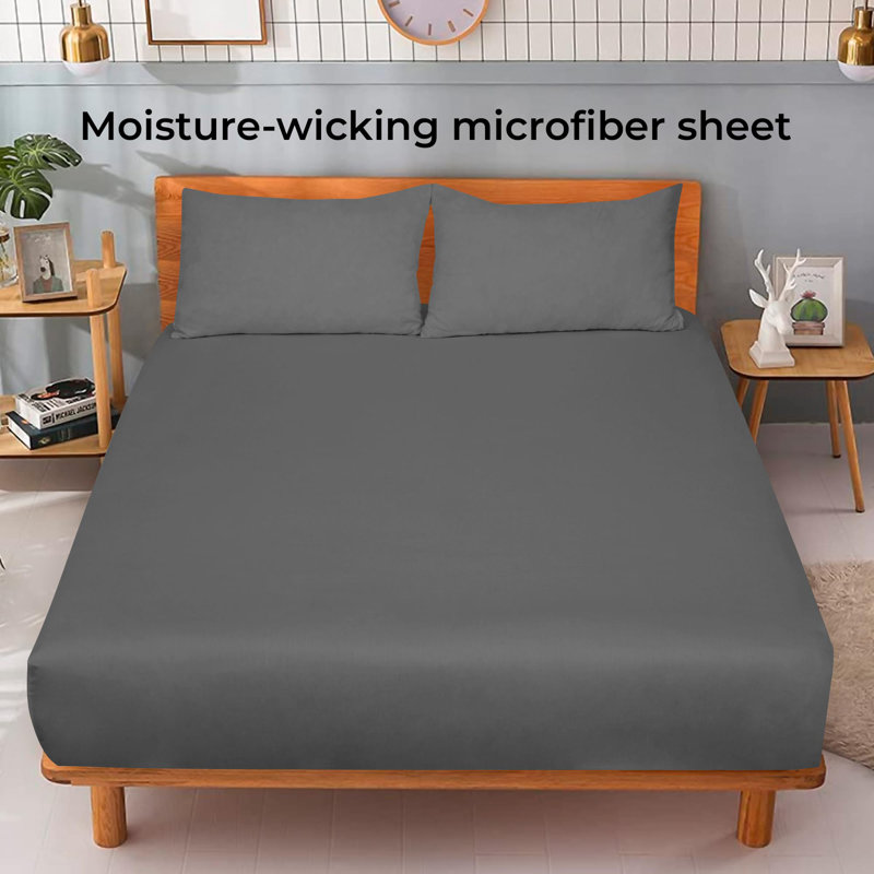 Ensemble de 6 draps Royale | Drap inférieur | Ultra doux et respirant | Microfibre brossée | Infroissable et résistant aux taches | Pochette profonde de qualité hôtelière extensible jusqu'à 16 po