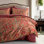 Ensemble de housse de couette rouge et or à motif cachemire - Taille simple