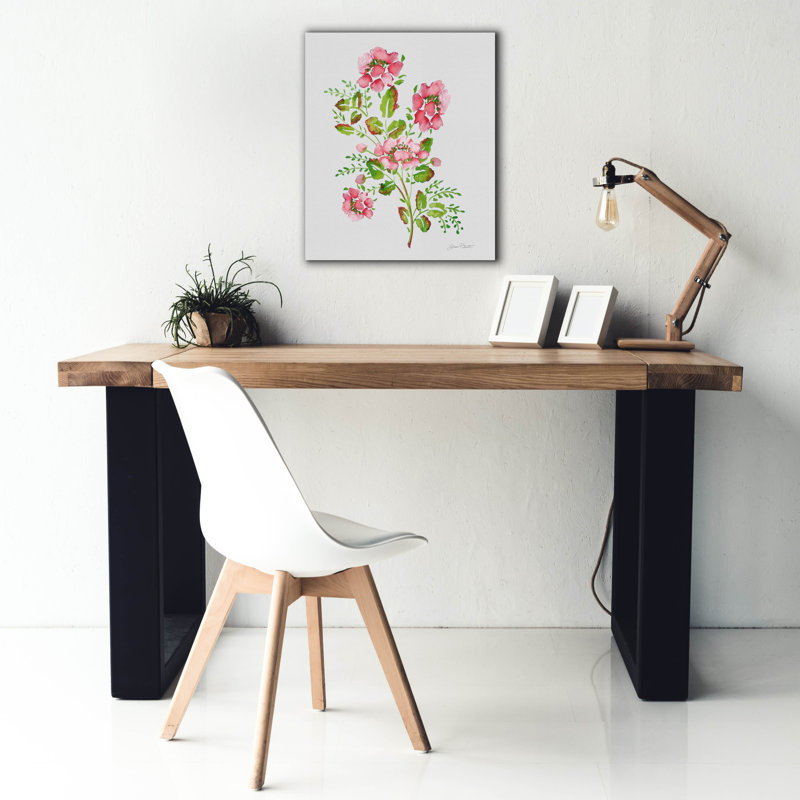 «Wild Rose Pink 2» par Jean Plout, art mural sur toile, H 24 po x l 20 po x P 0,75 po