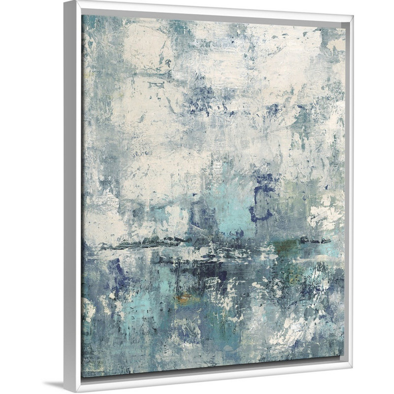 « the huître lit v », peinture sur toile, H 15,7 po x l 12,7 po x P 1,75 po, Cadre flottant blanc