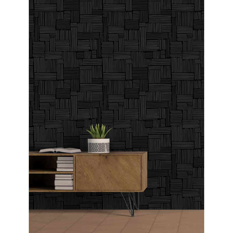 Geometric Wallpaper by Susan Hable, Gray/Black