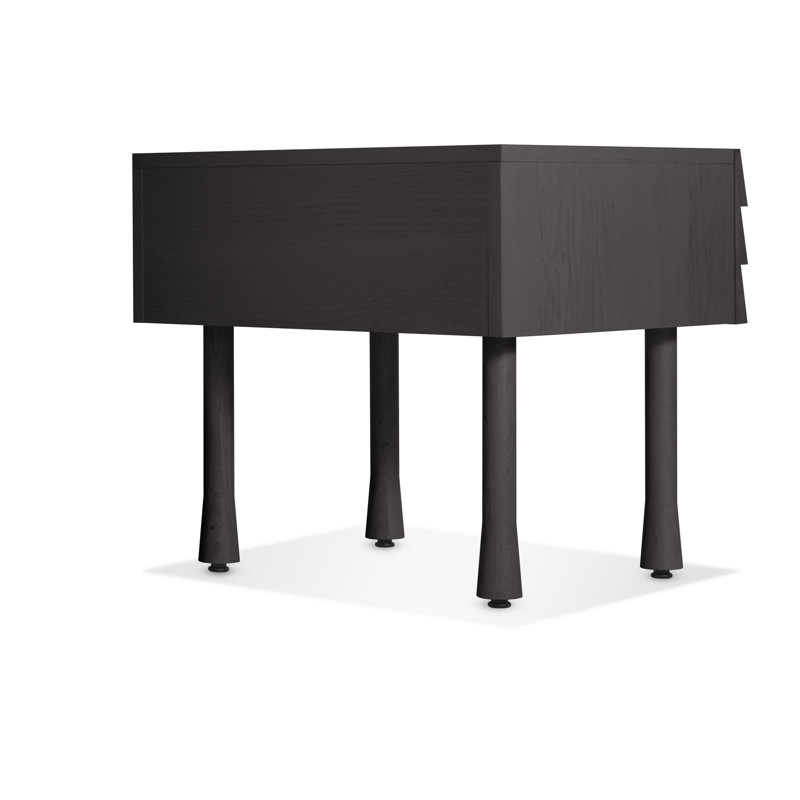 Lap 1 - Drawer Solid Wood Nightstand, Black on Ash / Black