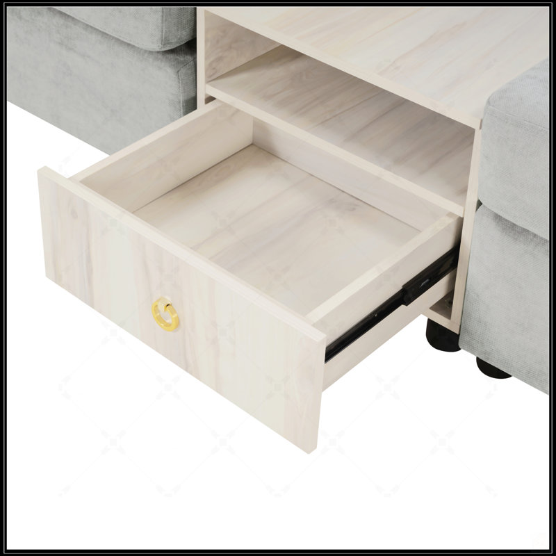 Canapé modulaire moderne avec accoudoirs de rangement, console centrale et coussins moelleux pour un salon confortable, Gris