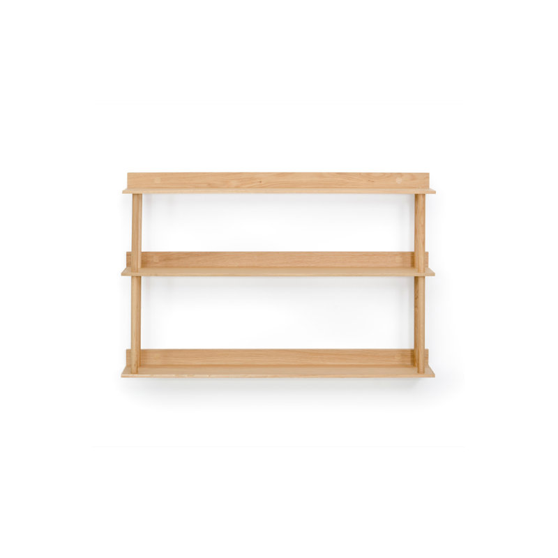 3 Piece Oak Solid Wood Accent Shelf, Natural