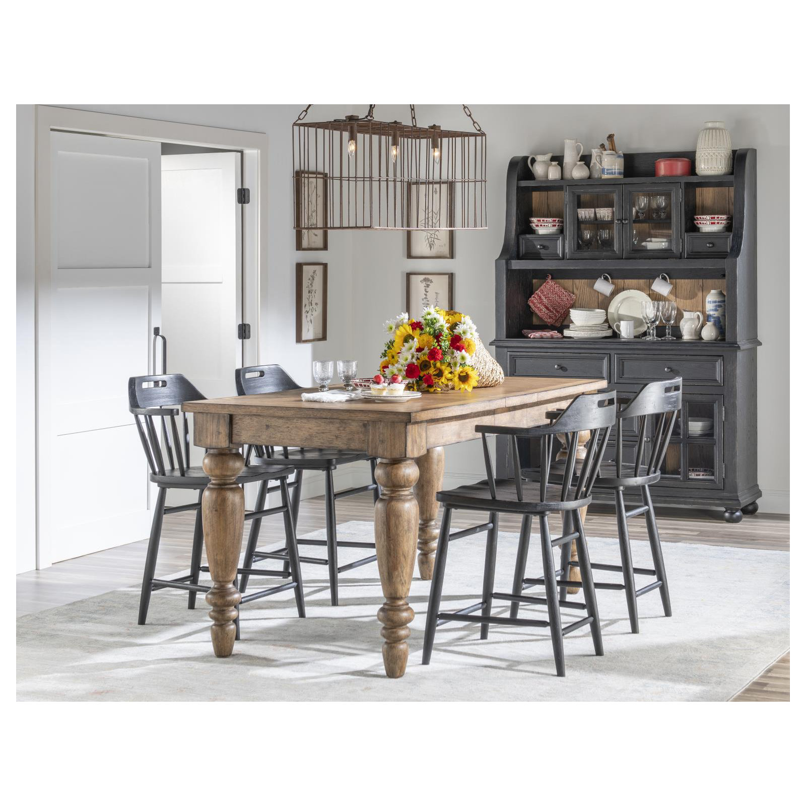 Country Living Extendable Dining Table, Brown, 36"H x 60"L x 36"W