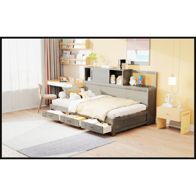 Twin Size Wooden Daybed With 3 Storage Drawers