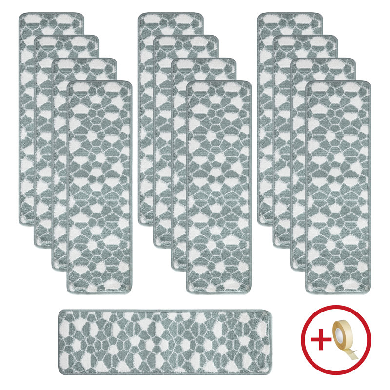 Tapis d'escalier 9x28in , Bleu sarcelle