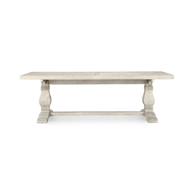 Table de salle à manger en bois massif Kinston, Ivoire délavé