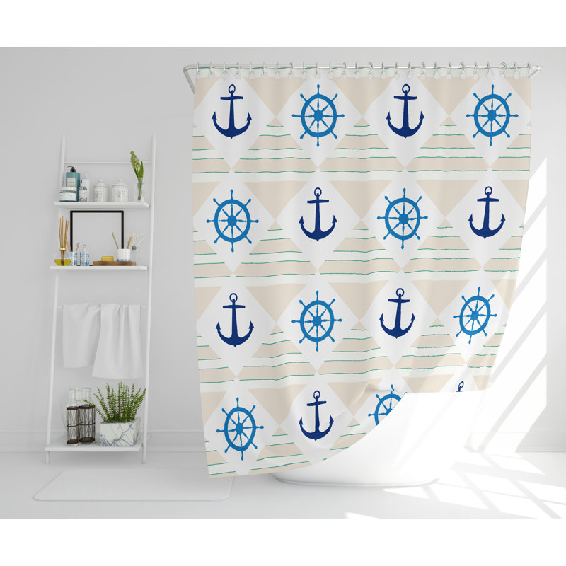 Malcolm 2 Piece Polyester Shower Curtain Set, 168cm H x 168cm W