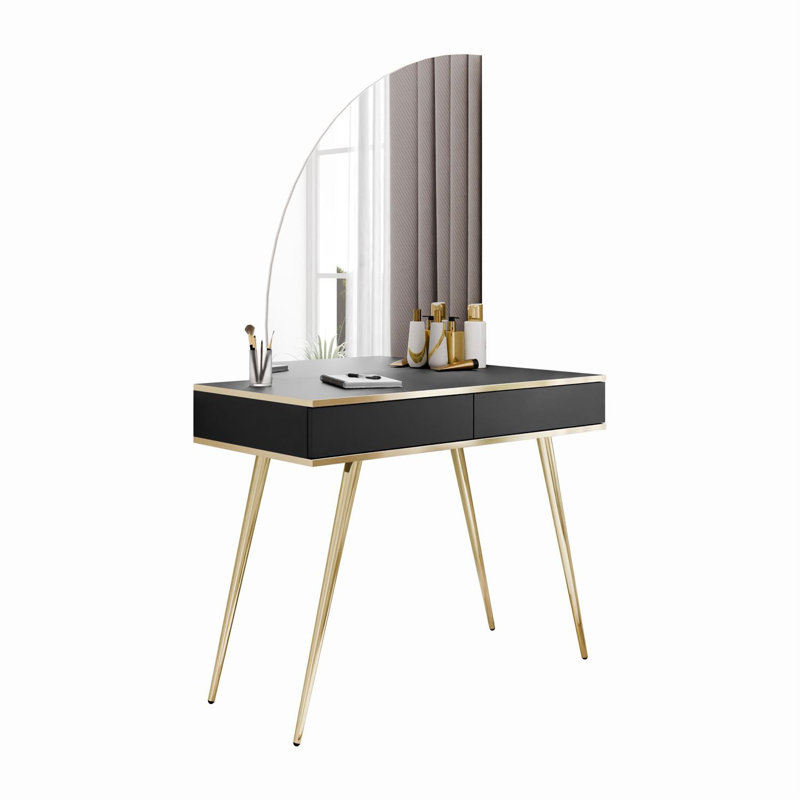 Dressing Table with Mirror, Black