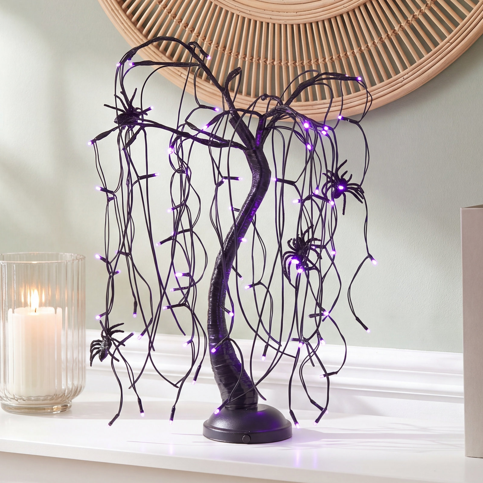 16" Battery-Operated LED Willow Tree, Purple