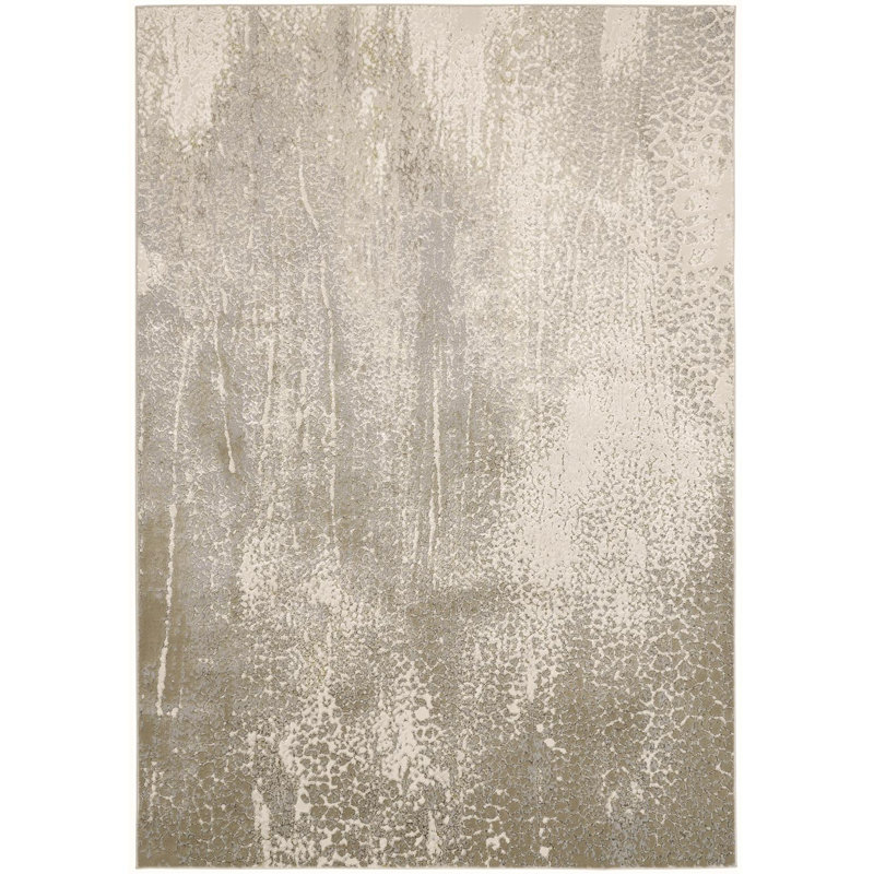 Tapis beige tissé à la machine Milomir, Rectangle de 5 pi x 8 pi