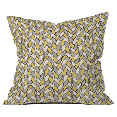 Bianca Green Braids Mustard Outdoor Throw Pillow