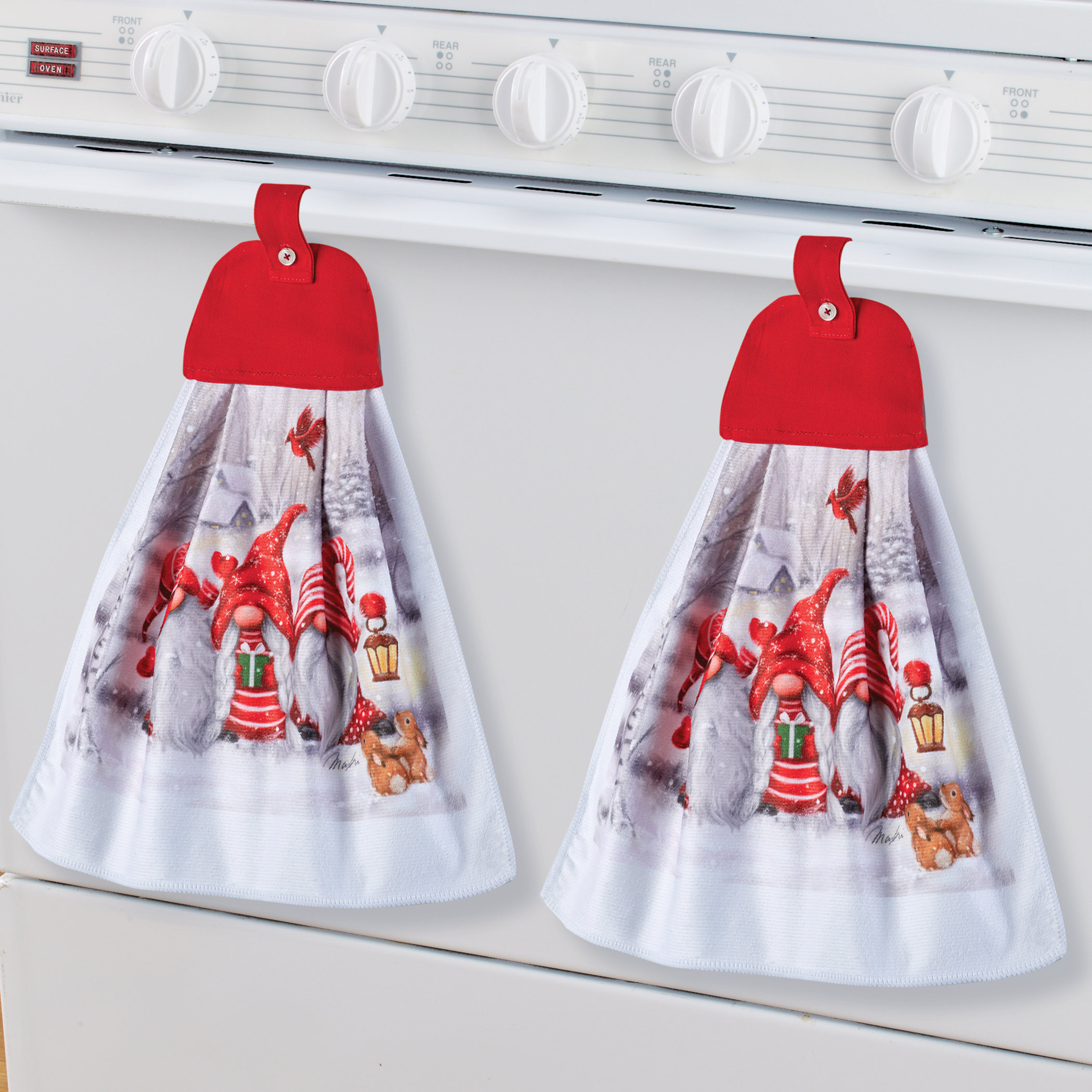 The Holiday Aisle® Festive Gnome Hanging Kitchen Towels - Set Of 2