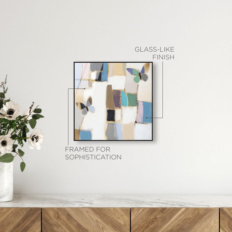 Bejewelled Butterflies High-Gloss Frameless Acrylic Glass Wall Art Abstract Print by Oliver Gal, Ready to Hang, 12 x 12