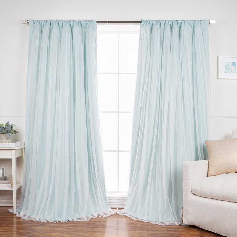 Harborcreek Solid Color Blackout Thermal Rod Pocket Curtain Panels, 52" W x 84" L, Mint