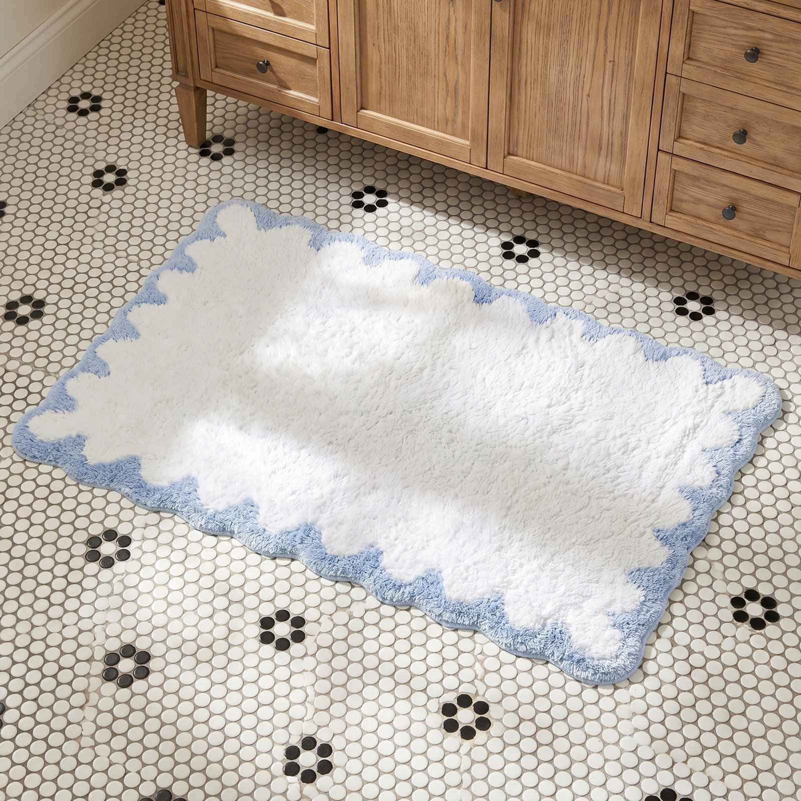 Peri Home Scallop Bath Rug, Blue