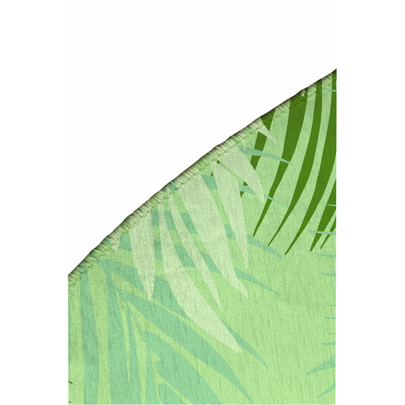 Waving Palm Outdoor Rug, Round 5'