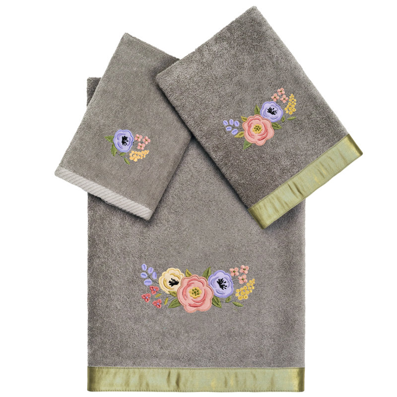 3 Piece Turkish Cotton Towel Set, Charcoal