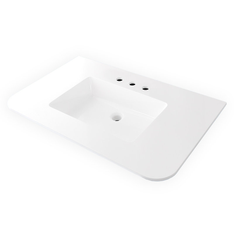 Kubitop 36'' L Bathroom Sink, Gloss White