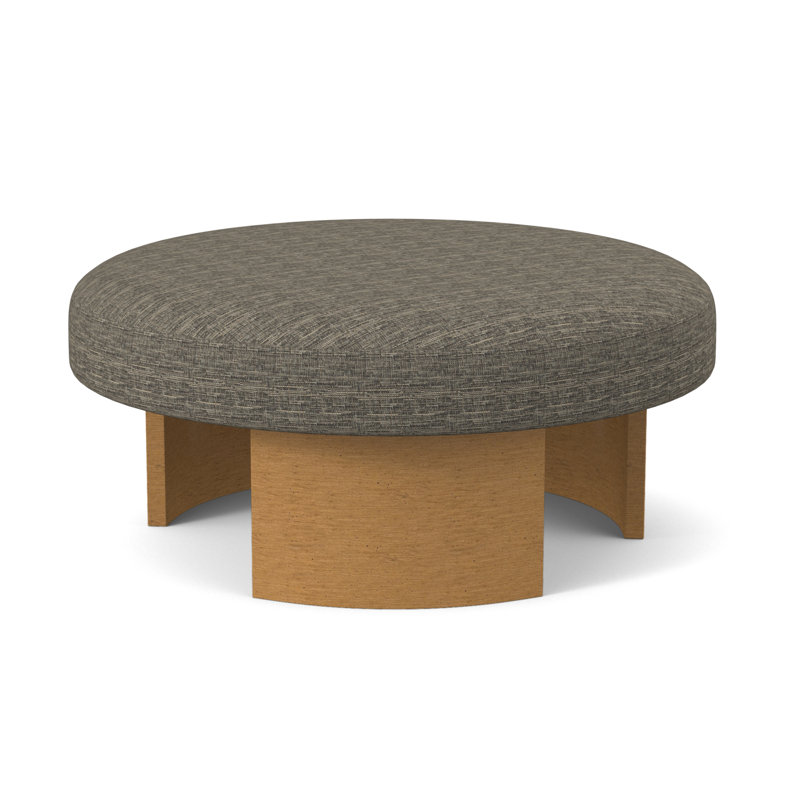 Eclipse Round Ottoman, Filigree Ivory 100% Polyester, Amber