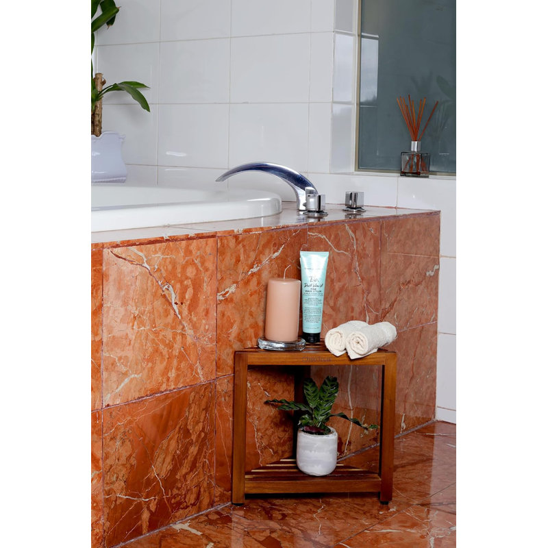 Tabouret de douche avec tablette de rangement, banc de salle de bain imperméable et peu encombrant de 12 pouces pour raser et organiser les articles de toilette